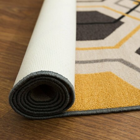 World Rug Gallery Contemporary Geometric Stripe Non-Slip Area Rug 2' x 3' Yellow 511YELLOW2X3